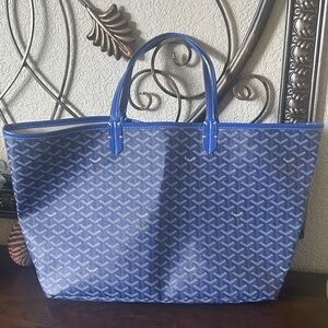 Goyard Sant Louis PM Tote in blue Goyardine canvas